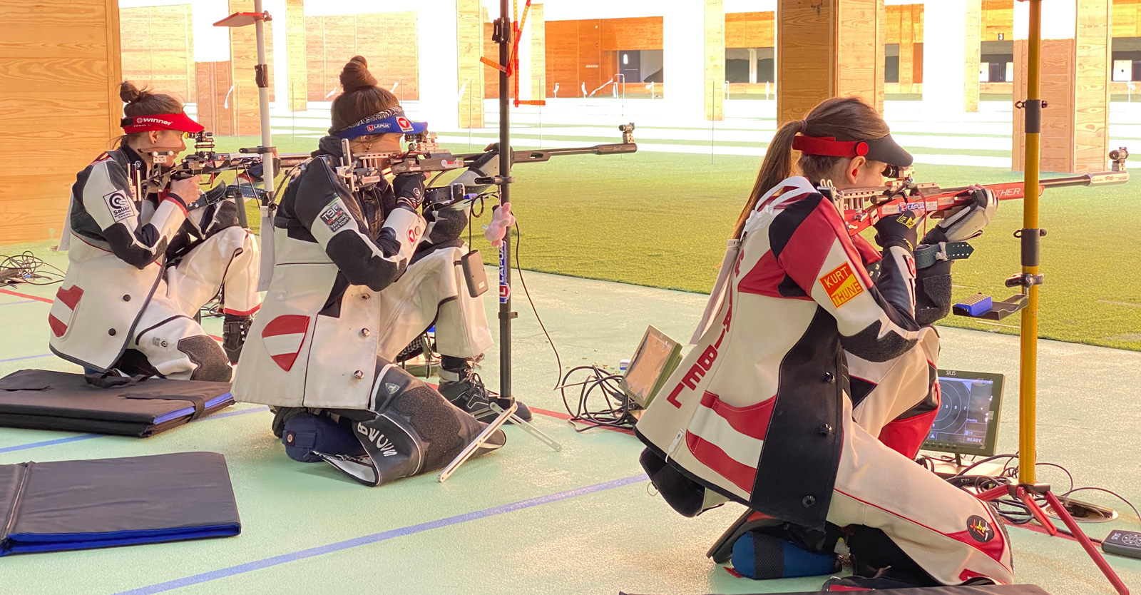 Hofmann, Köck und Waibel in der Qualifikation des Teambewerbs mit dem Kleinkalibergewehr © Christian Planer, ÖSB
