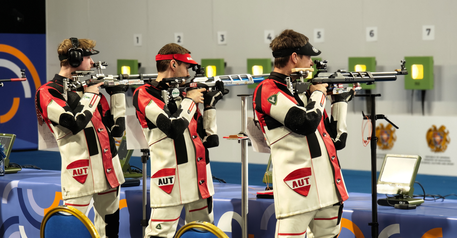 Patrick Entner, Thomas Mathis und Martin Strempfl schafften es im Air Rifle Trio Men in die zweite Runde © Franz Roth, ÖSB
