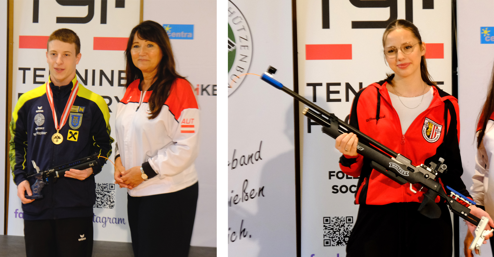 Simon Kretzl und Kathrin Karlsberger waren die glücklichen GewinnerInnen der Walther Sportwaffen