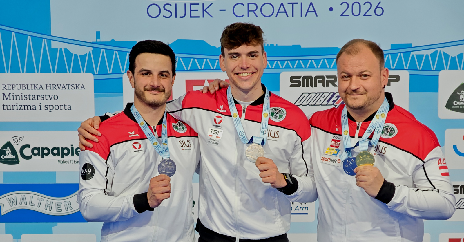 Die Vizeeuropameister im 300m-Liegend Team: Andreas Thum, Dominic Einwaller und Europameister Alexander Schmirl © Franz Roth, ÖSB
