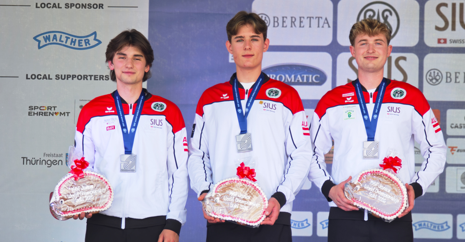 Die Vizeweltmeister im KK-Liegend Teambewerb aibel, Sidenko undEntner (v.l.) © Franz Roth, ÖSB