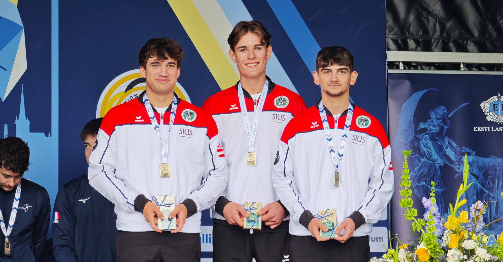 Die strahlenden EM-Bronzemedaillengewinner Fabricio Cermak, Michail Sidenko und Demien Rauer (v.l.) © Franz Roth, ÖSB